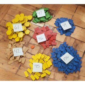 Lot of 426 Thick Geometric Wooden Pattern Blocks Math Manipulative Shapes